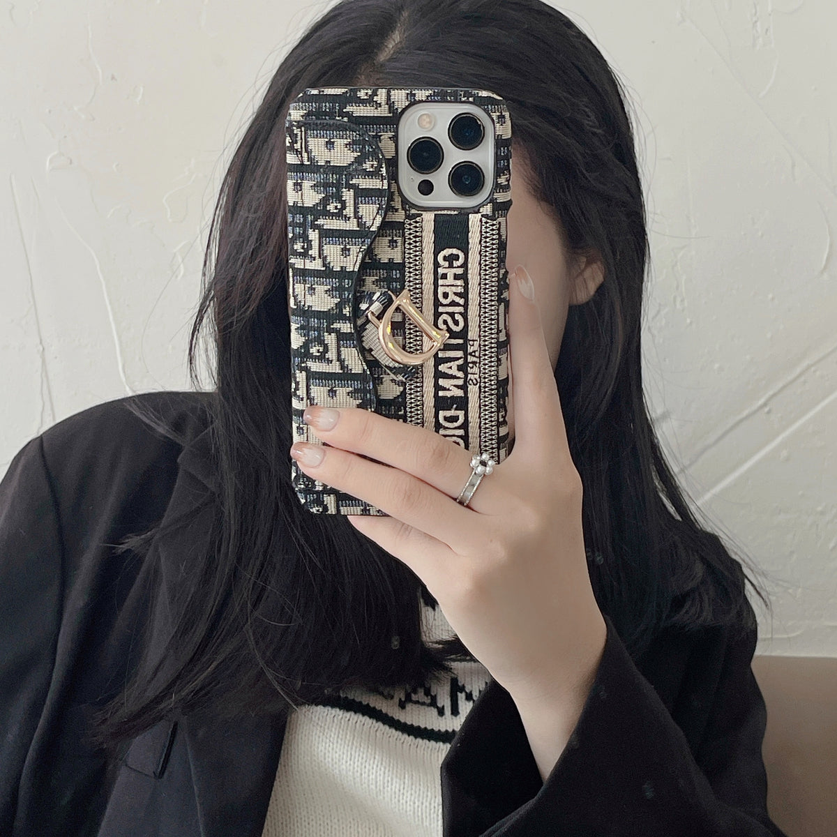 CD黒いiPhoneケース-カードケース-KKY240115