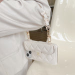 CC iPhoneケース、白いカードホルダーとストラップ付き -SLK240104