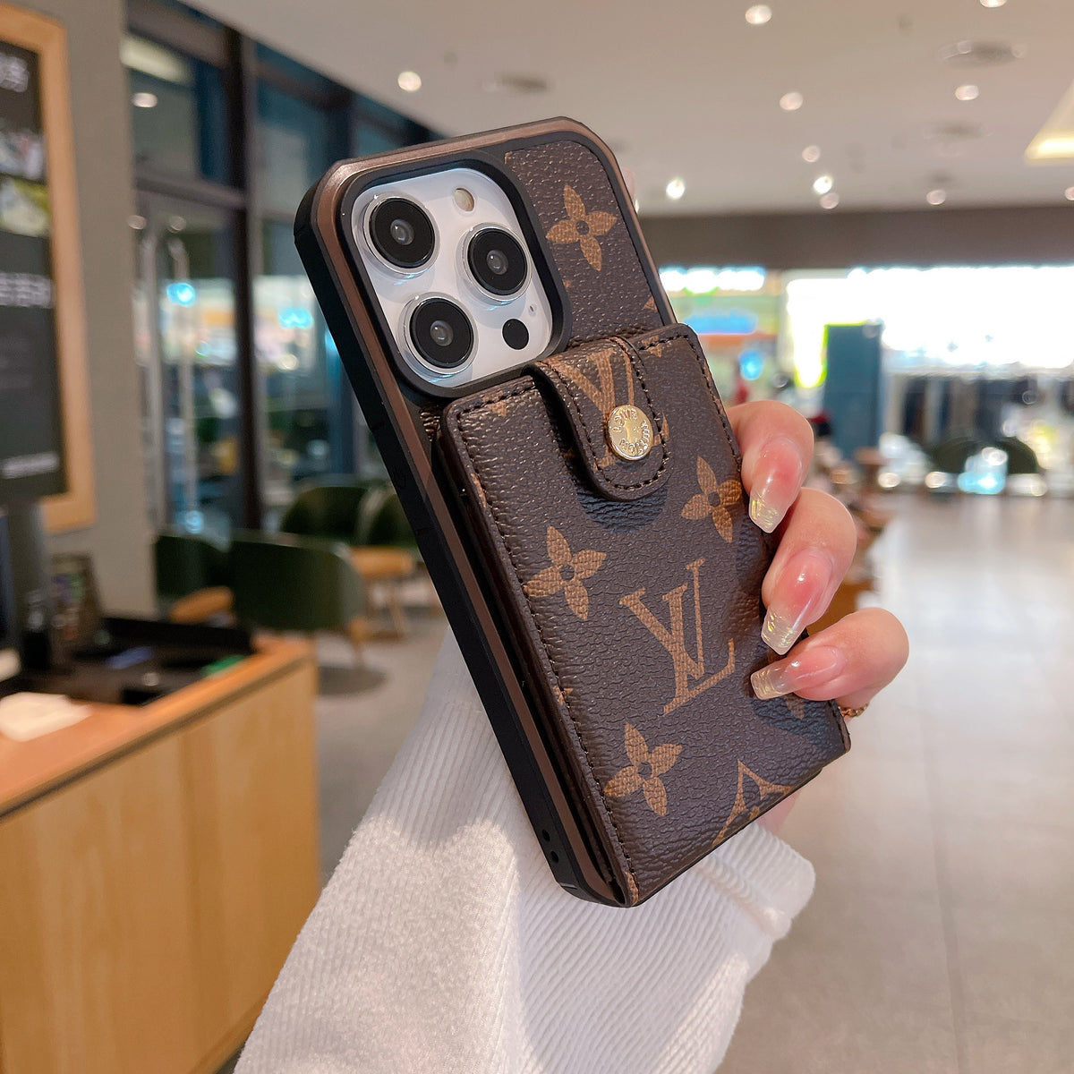 モノグラムiPhoneケース パース付き ブラウン - KBK241846