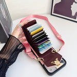 高級感Monogram ウォレット＆ショルダーストラップ付 iPhoneケース ピンク-OKLV001