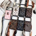 上品Monogram ウォレット＆ショルダーストラップ付 iPhoneケース 黒-OKLV003