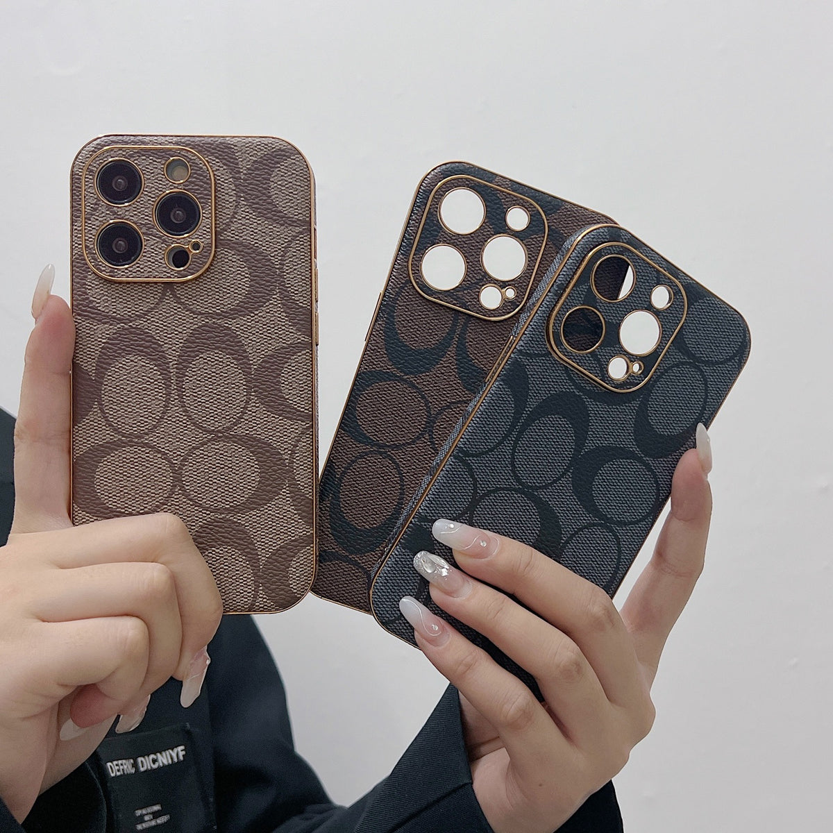 エレガントなCHダークブラウン iPhoneケース-OKCH004