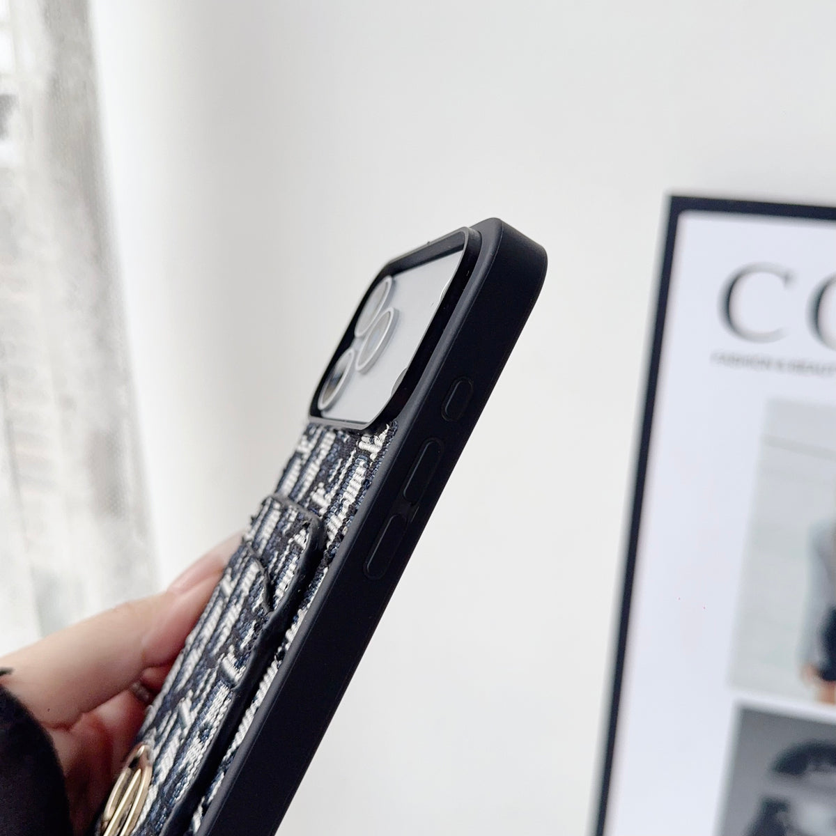 高級感CD カード収納一体型 iPhoneケース 黒-OKCD003