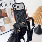 高級感CH マネークリップ付 iPhoneケース 黒-OKCH006