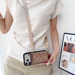 高級CH ウォレット＆ショルダーストラップ付 iPhoneケース ブラウン-OKCH003