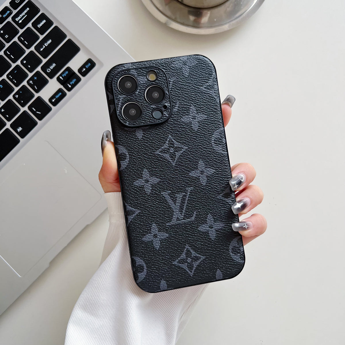 iPhoneケース-ブラックプリント- QB240304