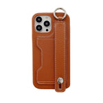 カードホルダー付きレザーiPhoneケースブラウン-LZW120618